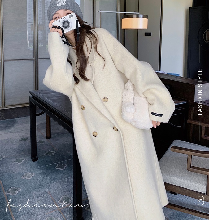 両面ウール100％ ダブルボタンホワイトコート【S～L】 (コート