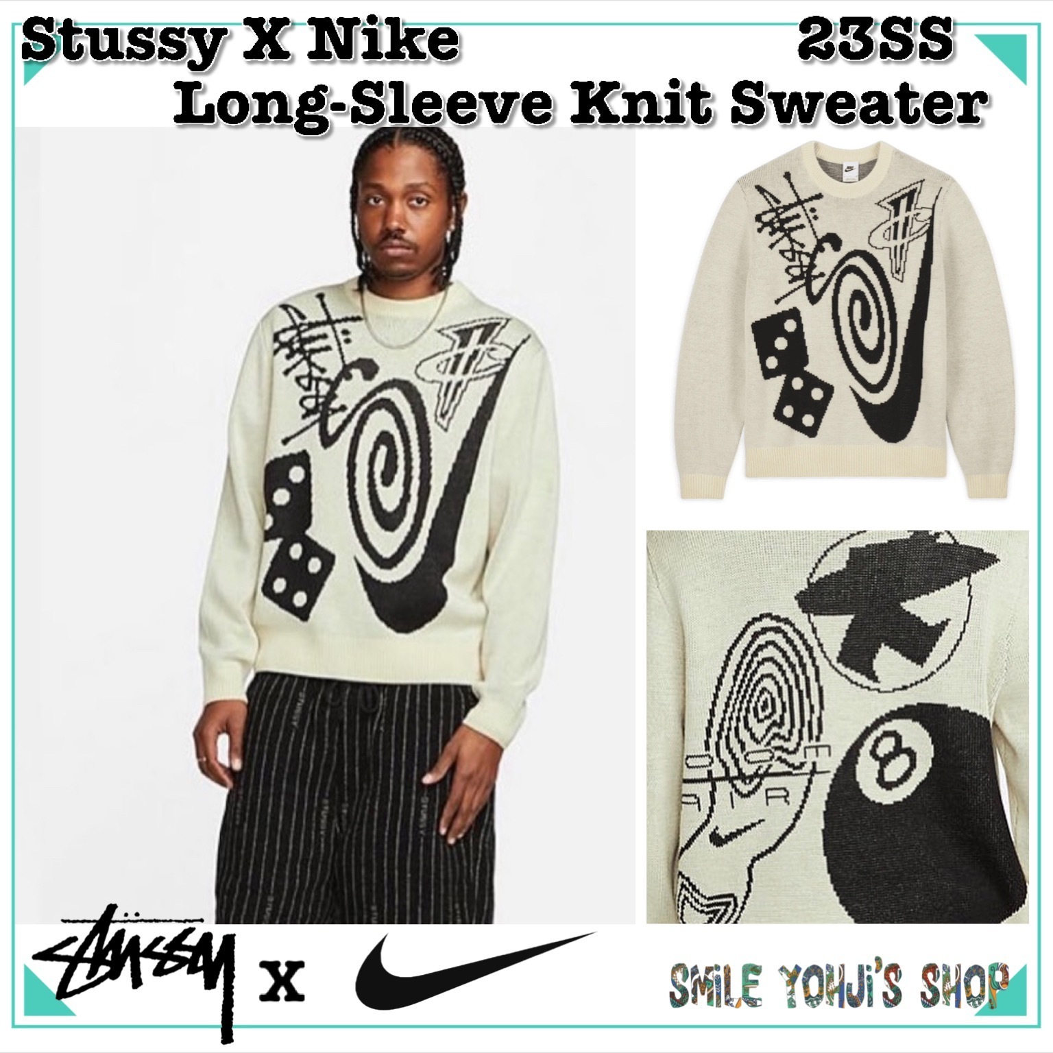 ☆大人気☆23SS Stussy X Nike Long-Sleeve Knit Sweater (STUSSY