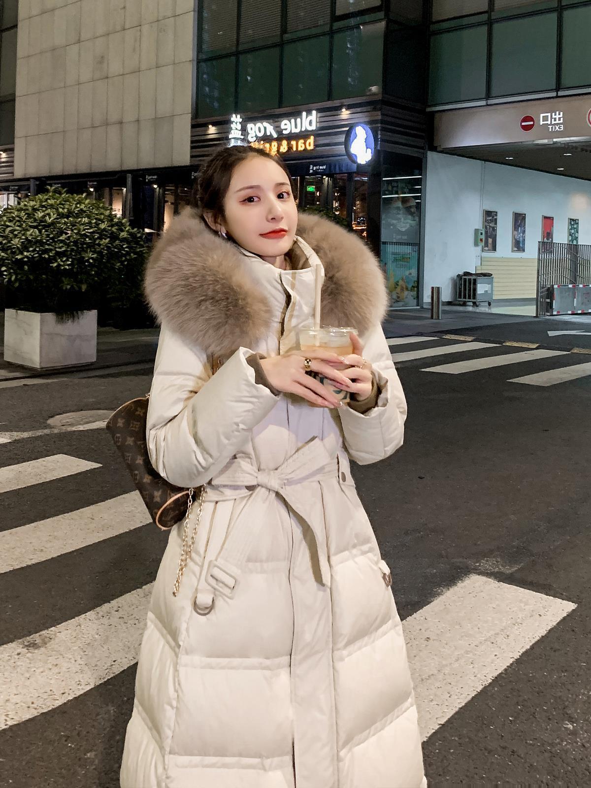 韓国 ダウン コート フォックスファー ロングコート 全2color (ダウン