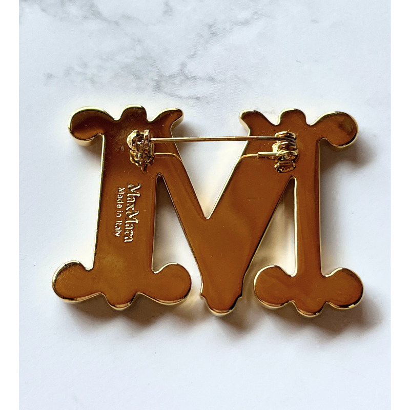 人気☆マックスマーラ Mロゴ ブローチ クリスタル パール 国内発 (Max