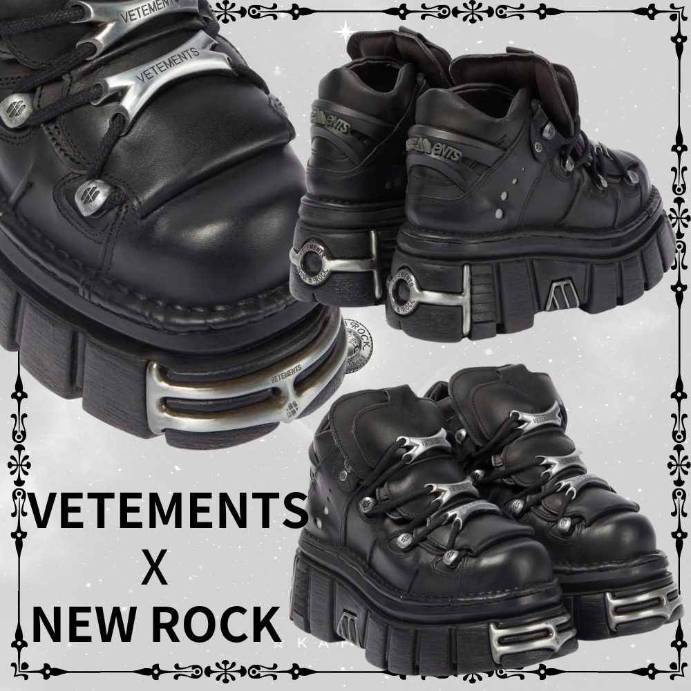 注目コラボ！VETEMENTS x New Rock レザースニーカー 厚底 (NEWROCK