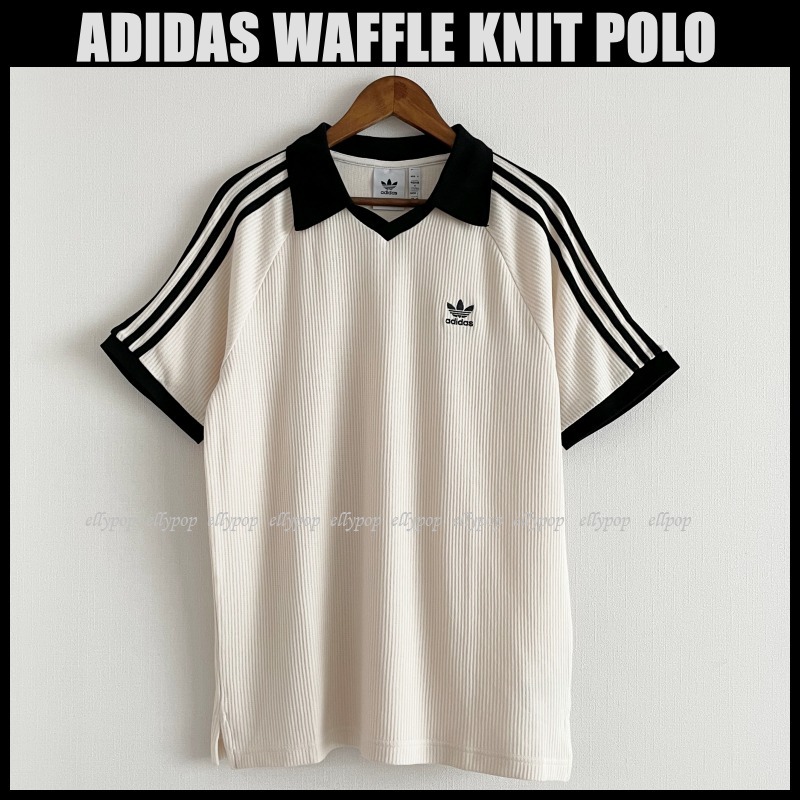 ADIDAS☆WAFFLE KNIT POLO ワッフル アディダス ロゴ ポロシャツ