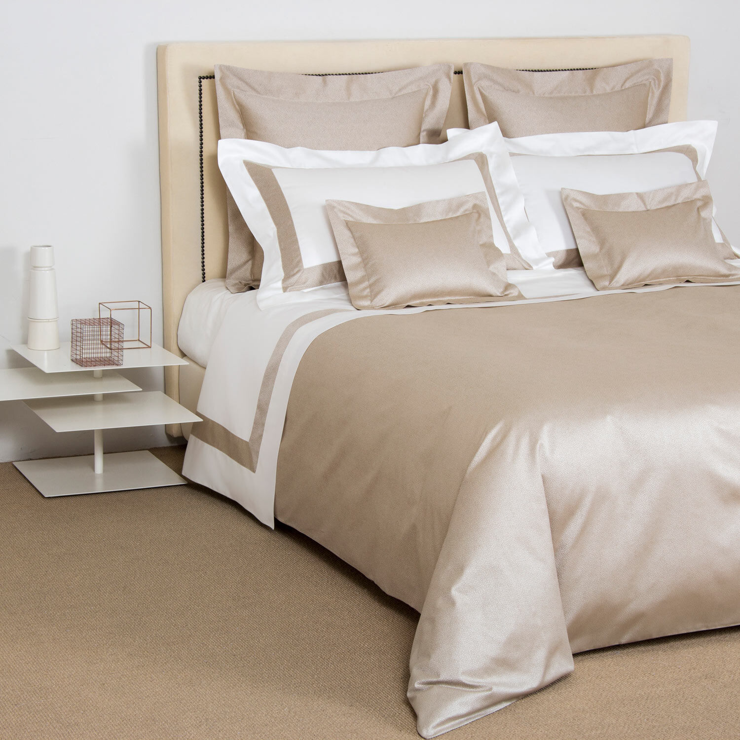 伊リネンFRETTE☆ダブル☆布団カバーセット6点FOREVER BORDO (FRETTE