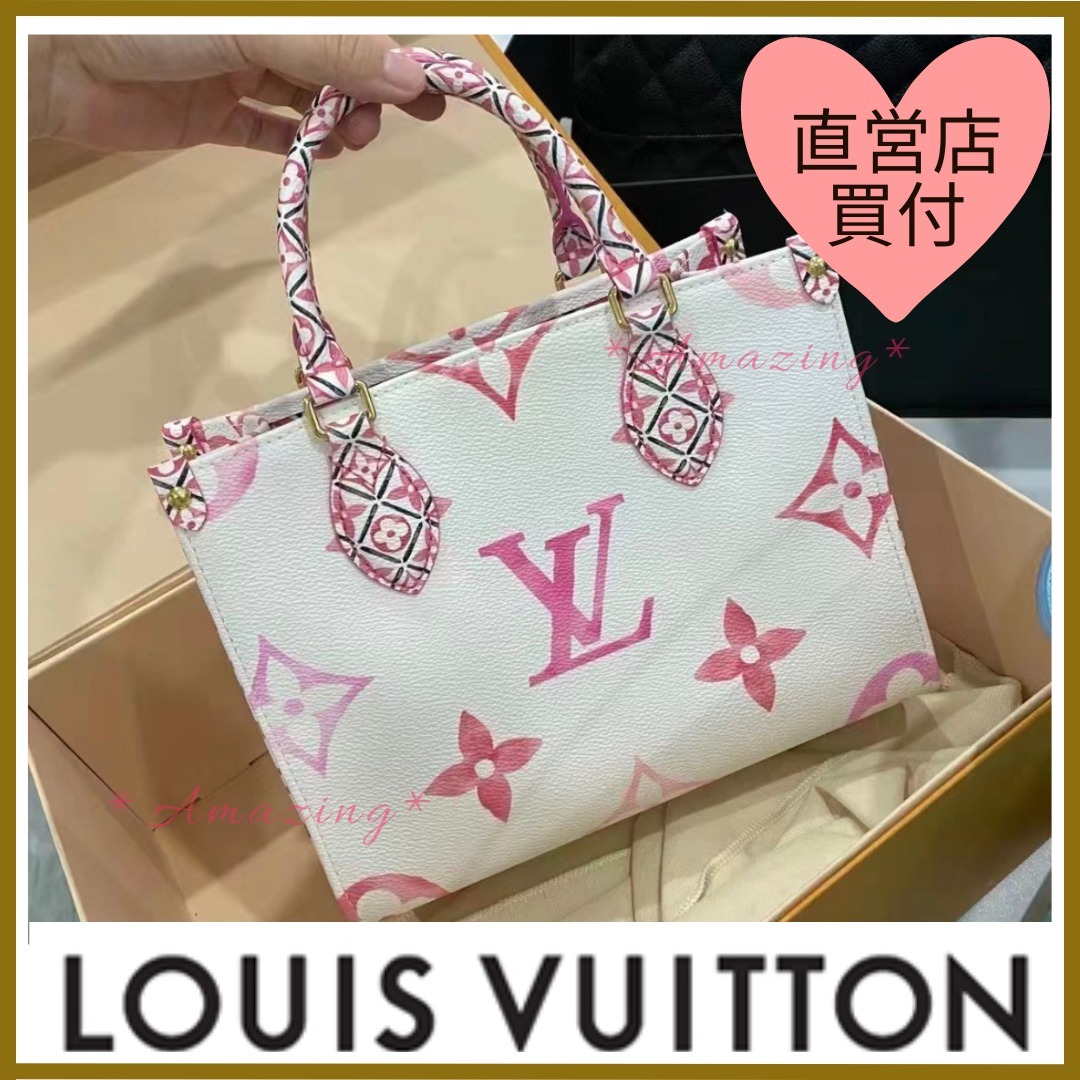 入手困難2023AW】ルイヴィトン☆オンザゴーPM バッグ 白ピンク (Louis