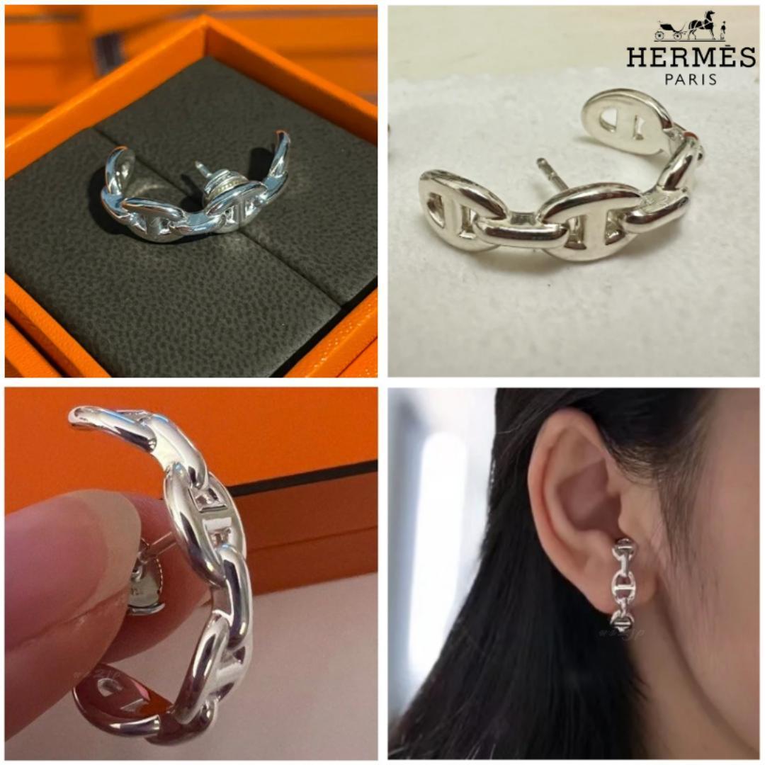 印象的サイズ》 エルメス シングル ピアス シェーヌダンクル (HERMES
