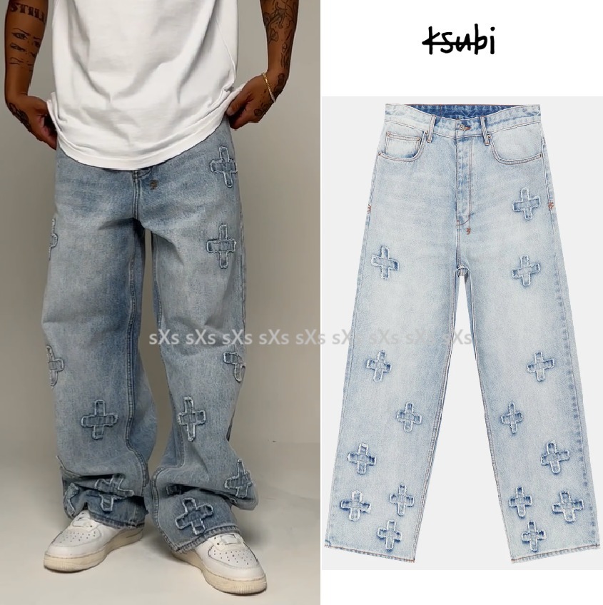 KSUBI】クロスパッチ刺繍アップリケジーンズMaxx Kraftwerk (KSUBI