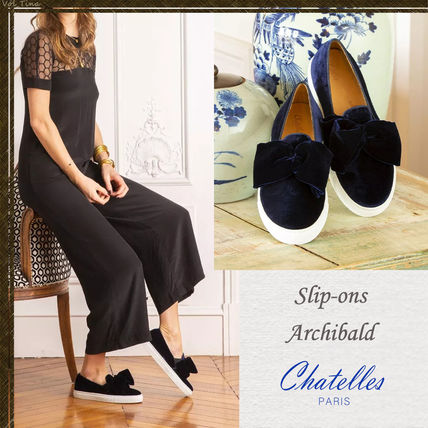 Chatelles◇シャテル フラットシューズ Slip-ons Archibald/Navy