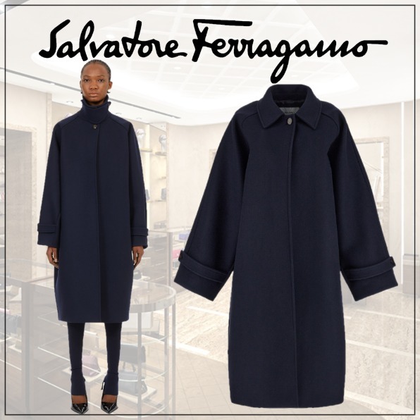 Salvatore Ferragamo] オーバーサイズ シングルブレスト コート