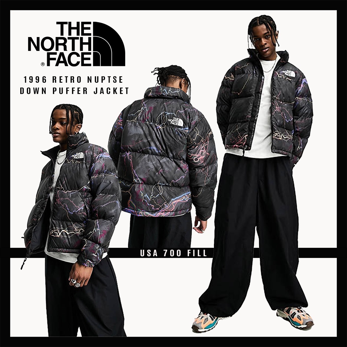23FW新作☆TNF☆ヌプシ ダウンジャケット☆USA 700fill☆ マルチ (THE