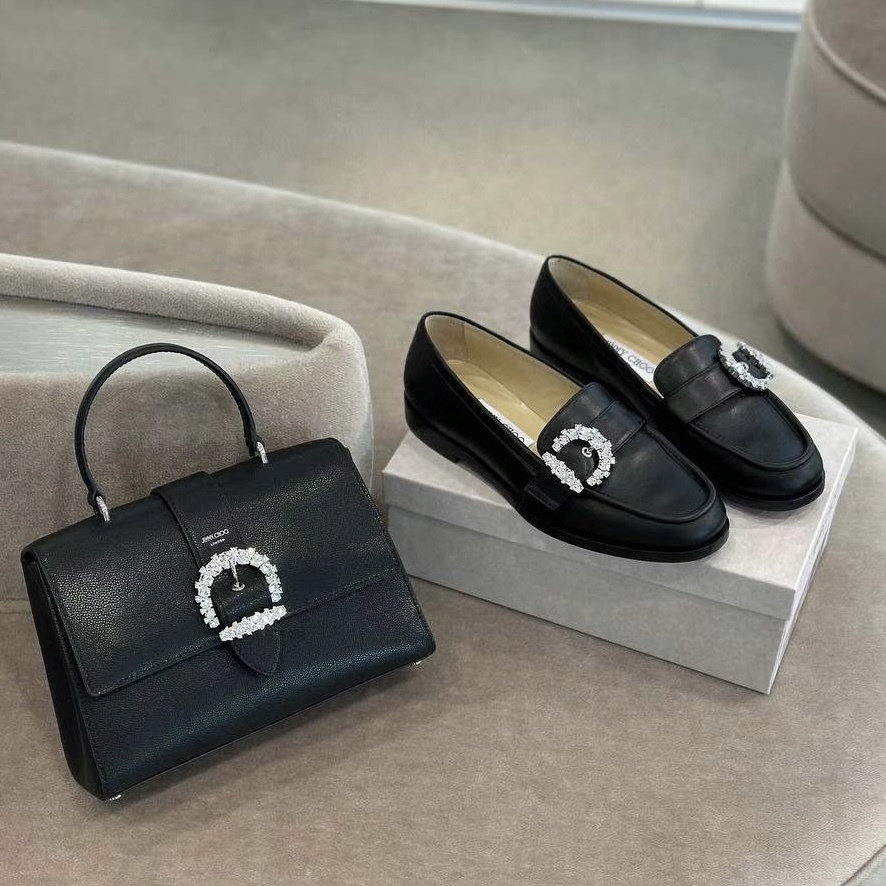 ジミーチュウ Cheri キラキラ ビジュー ローファー (Jimmy Choo