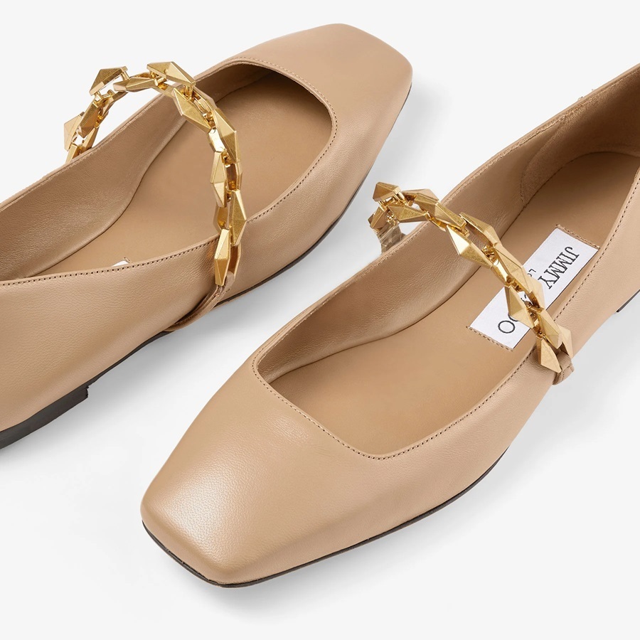 JIMMY CHOO Diamond Tilda Flat ナッパレザー・フラットシューズ