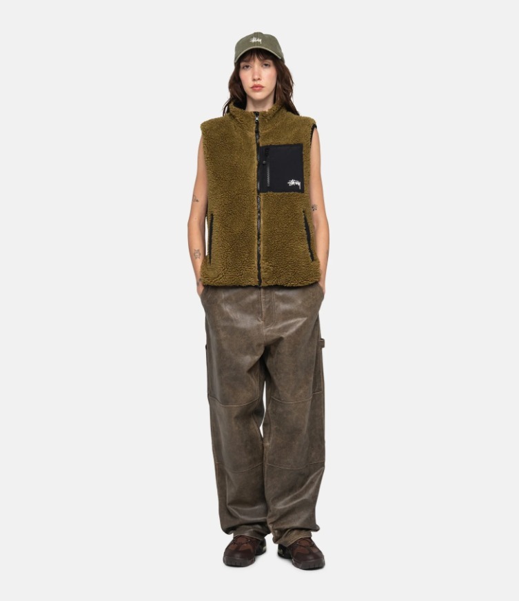 ☆送料・関税込☆STUSSY☆SHERPA REVERSIBLE VEST☆OLIVE (STUSSY