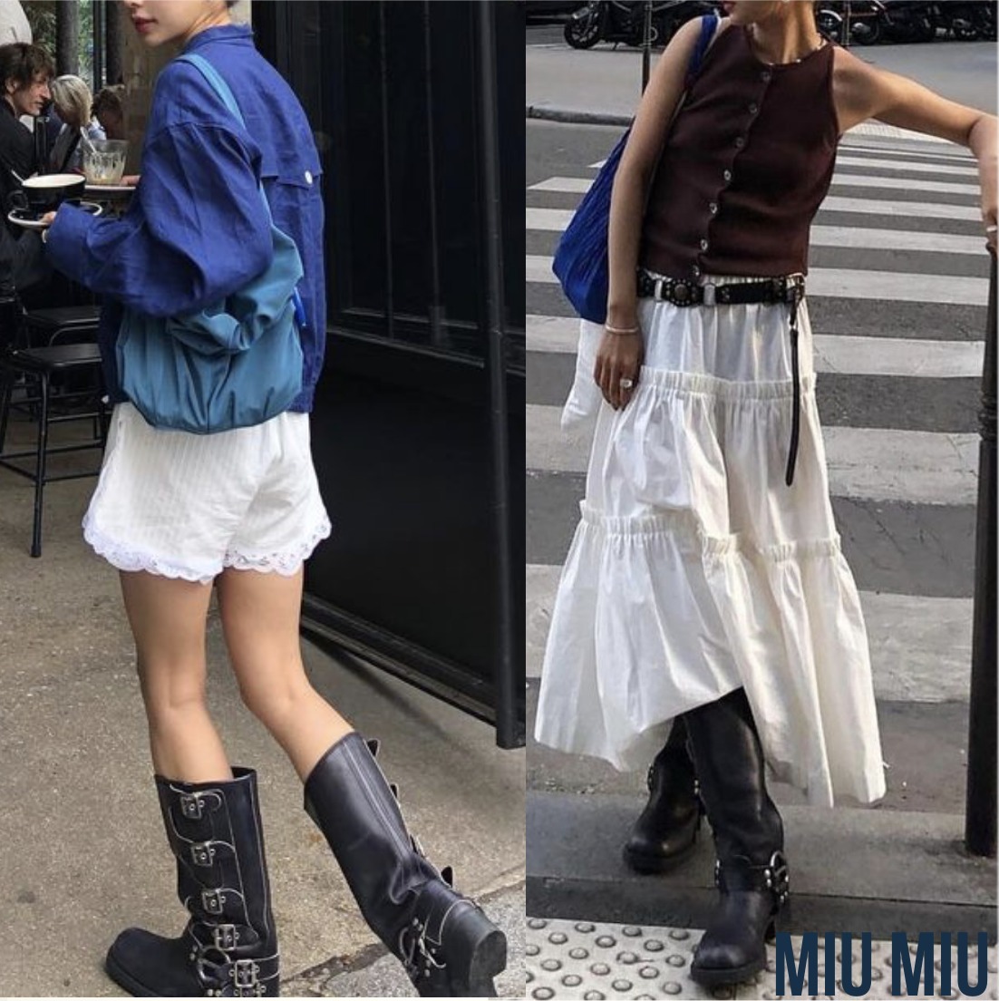 甘いアイテムと合わせると可愛い☆Miu Miu☆バックルブーツ (MiuMiu