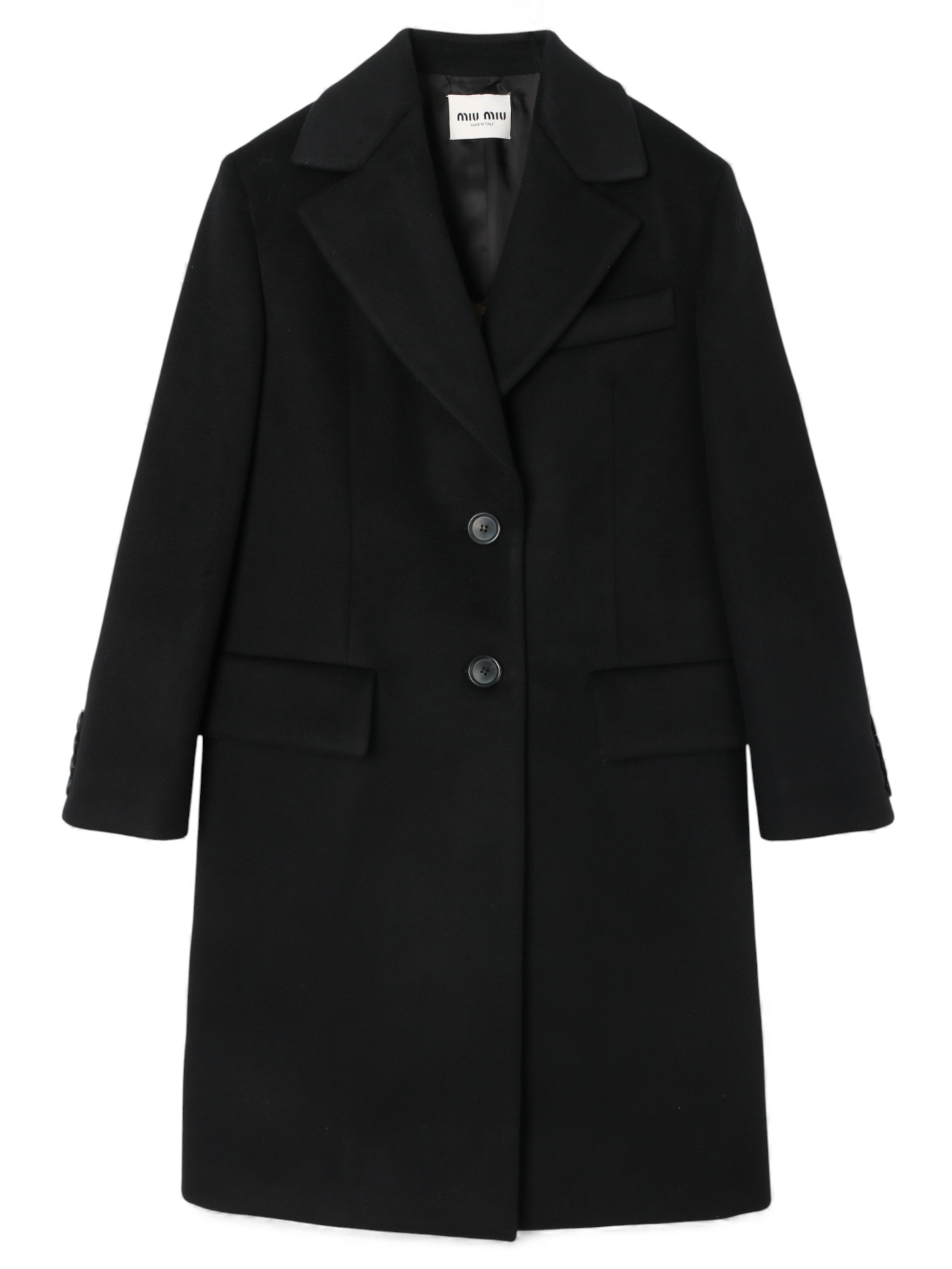 MIU MIU | BLACK SINGLE-BREASTED VELOUR COAT コート (MiuMiu/コート