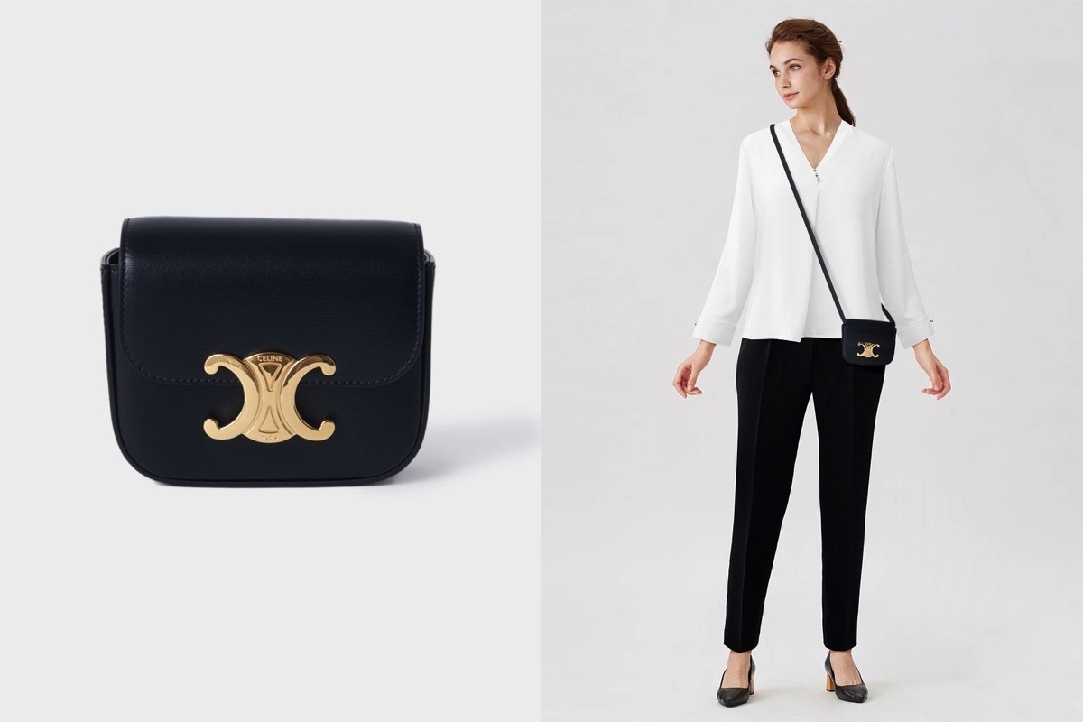 CELINE ミニ クロード / シャイニーカーフスキン ブラック (CELINE