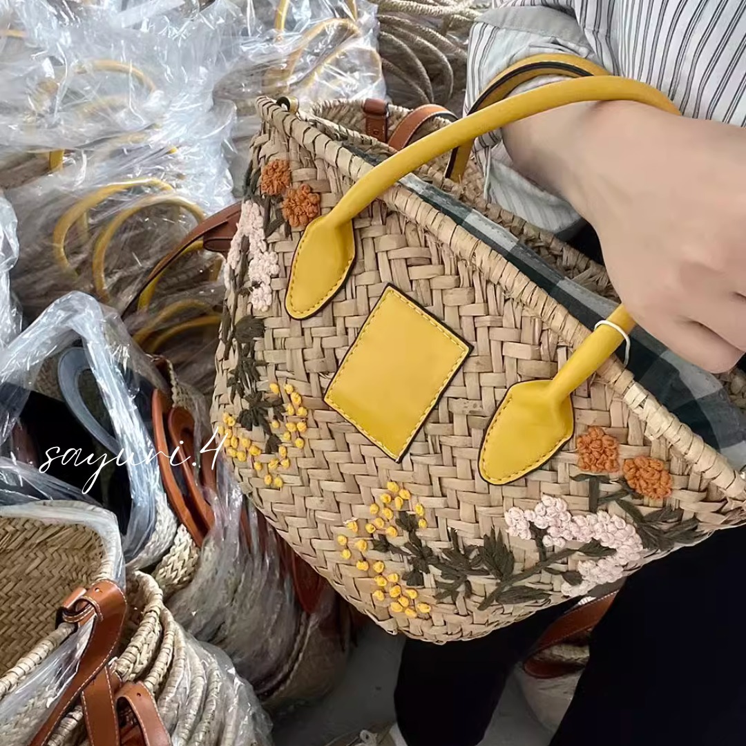 刺繍 フラワー 花 かごバッグ ショルダーバッグ (かごバッグ