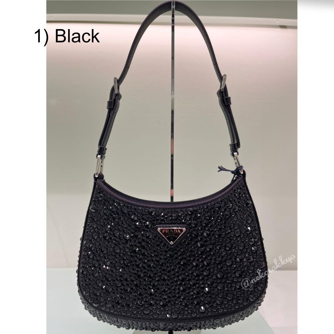 PRADA＊Prada Cleo satin bag with crystals サテンバッグ＊送込の通販