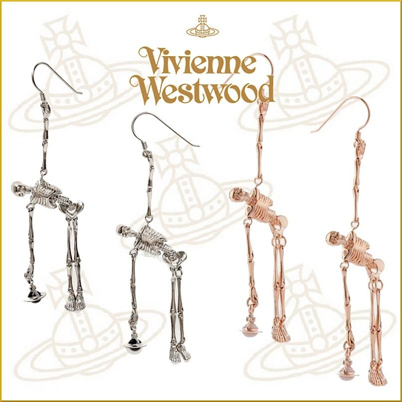 2015新作!☆vivienne westwood スカルのロングピアス シルバー