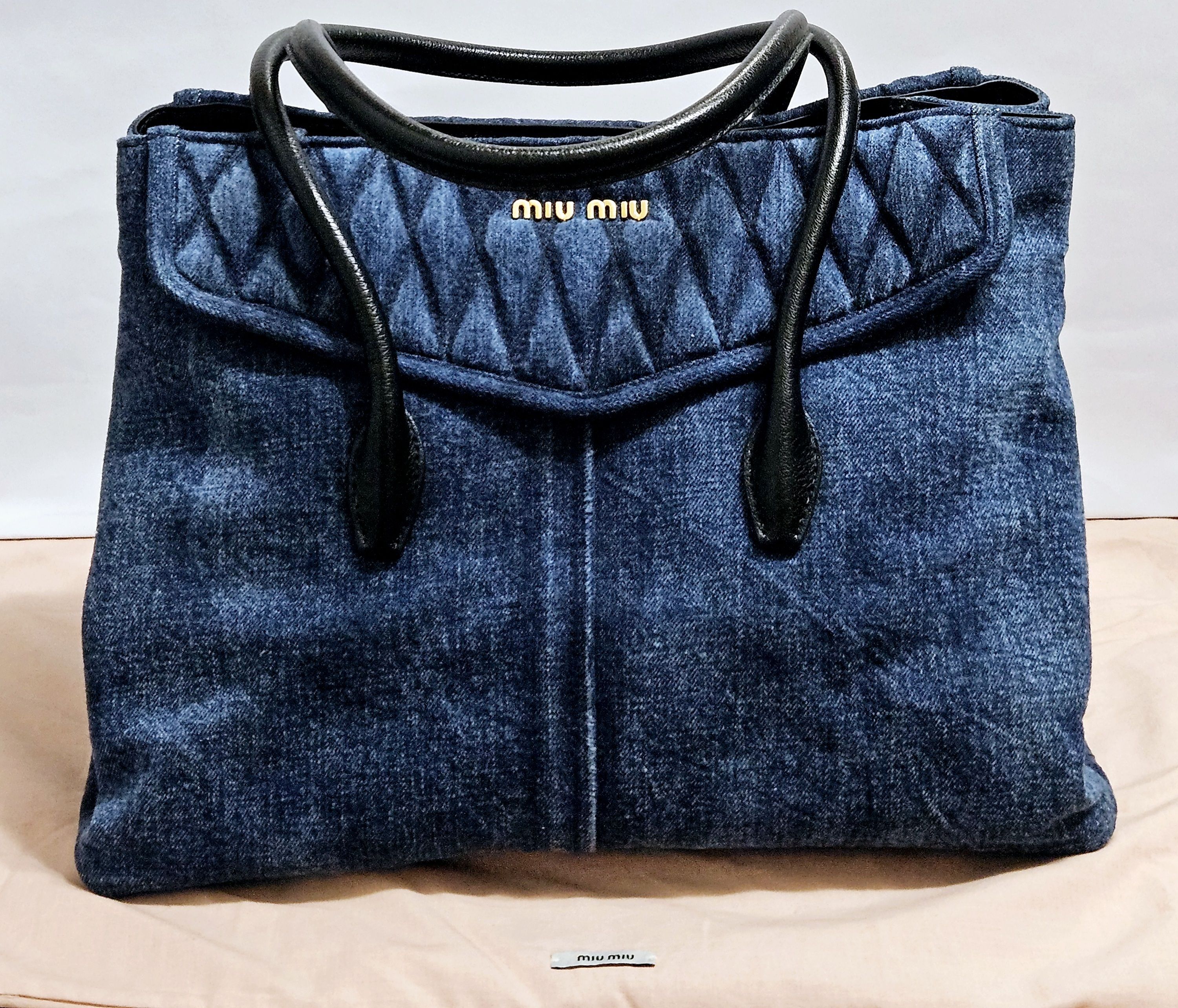 miumiuデニムトートバッグ☆バイカー☆ブルー×黒 (MiuMiu/トートバッグ