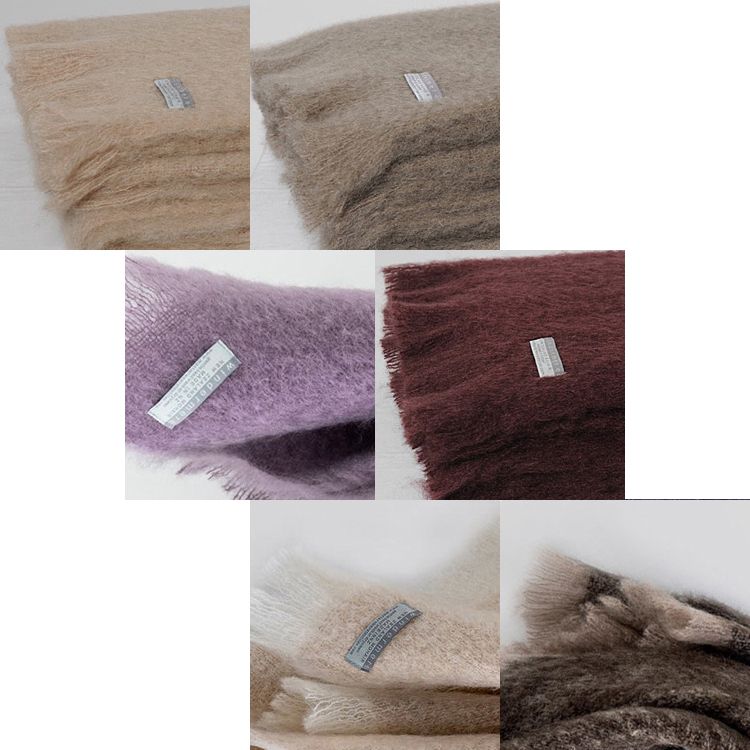 NZ製 モヘア100% ハーフブランケット (膝掛け) 紫/茶/ベージュ系