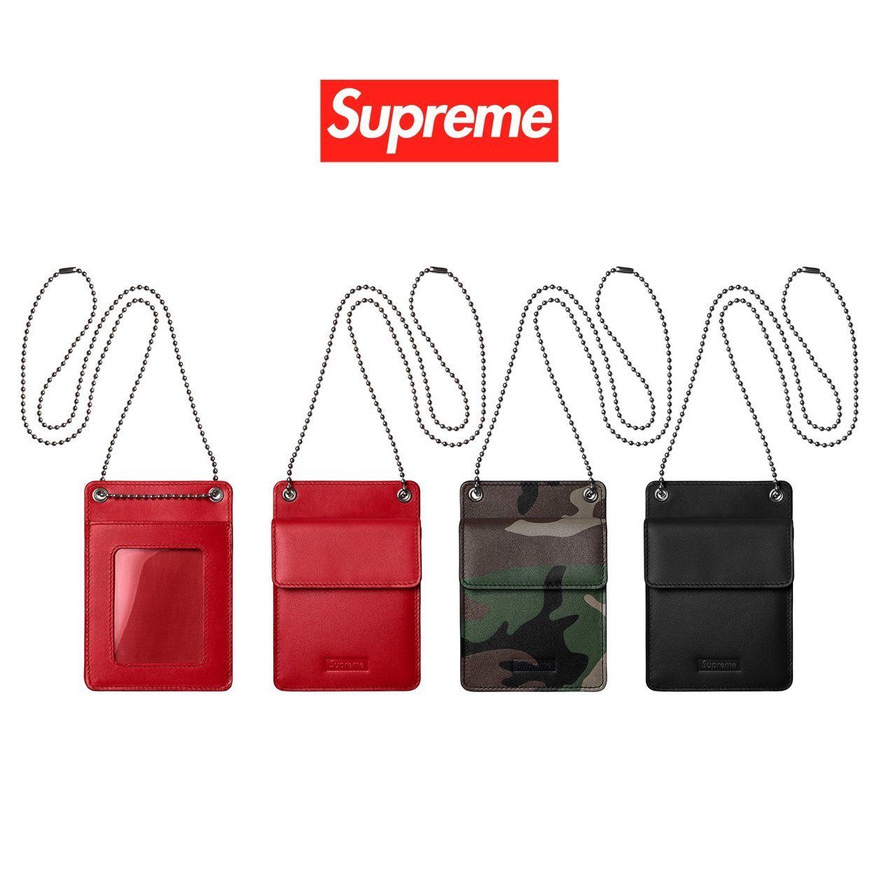 FW18 Supreme Leather ID Holder Wallet カードホルダー ケース