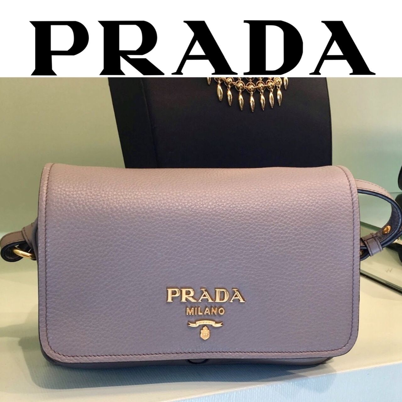 PRADA☆セール！フラップ付きレザーショルダーバック 1BD163 (PRADA