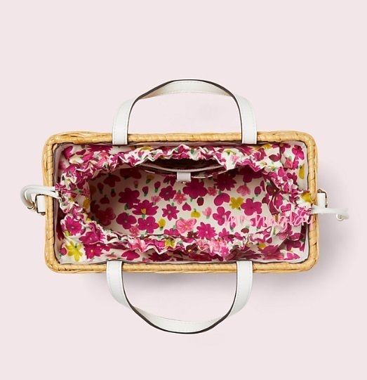 kate spade】お花柄♪かごバッグ sam wicker medium satchel☆ (kate