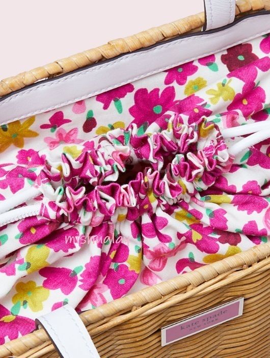 kate spade】お花柄♪かごバッグ sam wicker medium satchel☆ (kate