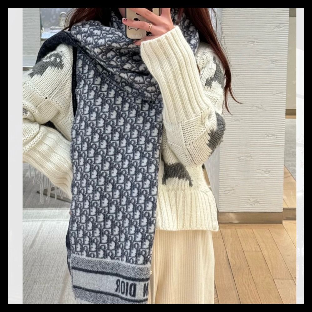 カシミヤ♪】Dior☆ オブリーク リバーシブル マフラー (Dior/マフラー