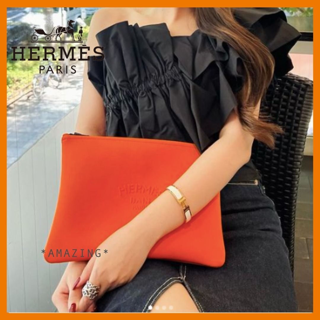 バックとしても♪】エルメス直営☆Hermes ポーチ ラージモデル (HERMES