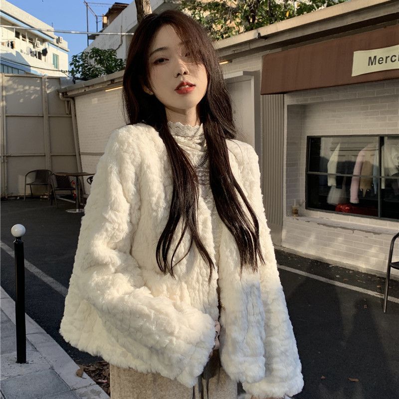 レディース アウター コート ふわふわ ダブルボタン ジャケット