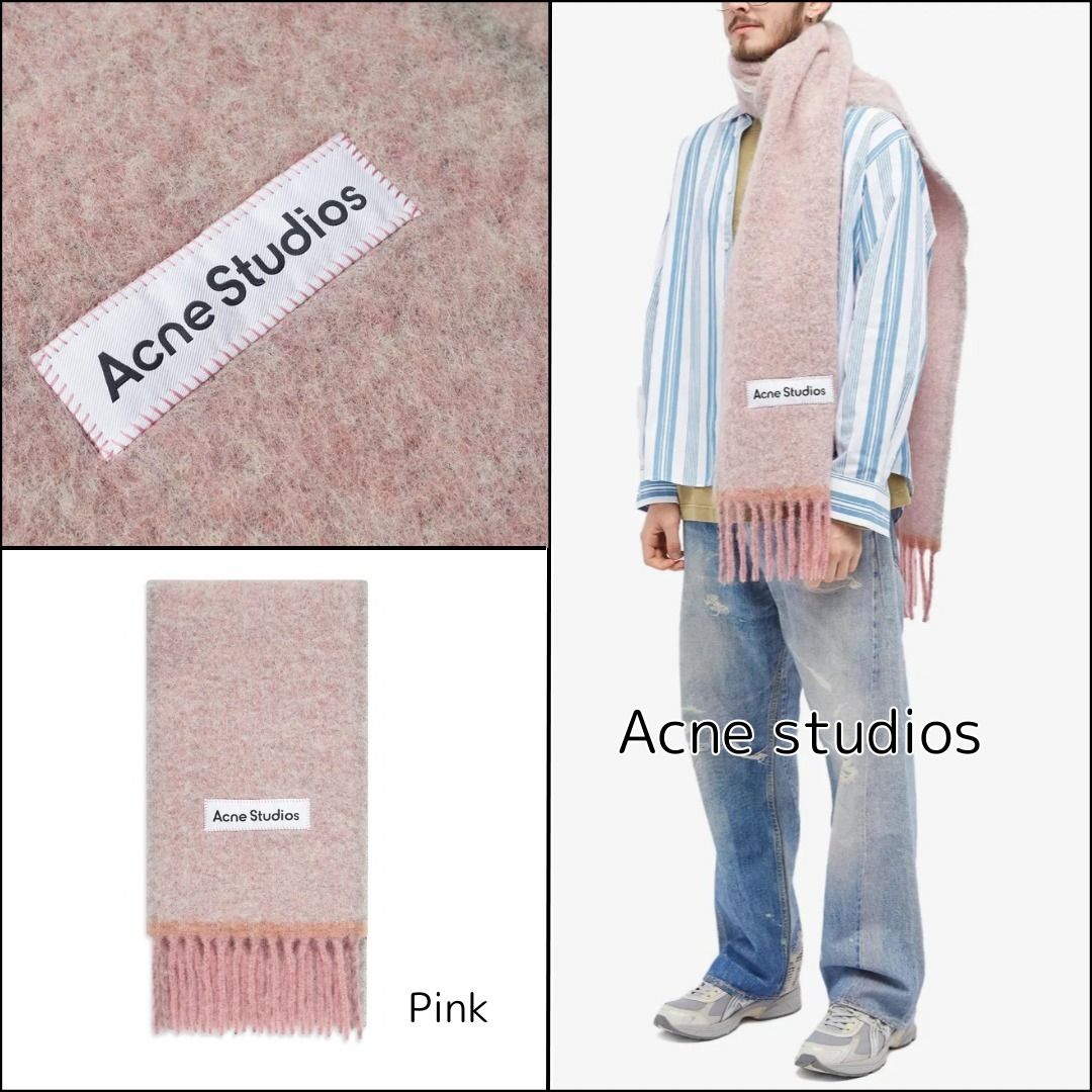 Acne studios】アクネ スタジオ マフラー ピンク フリンジ (Acne