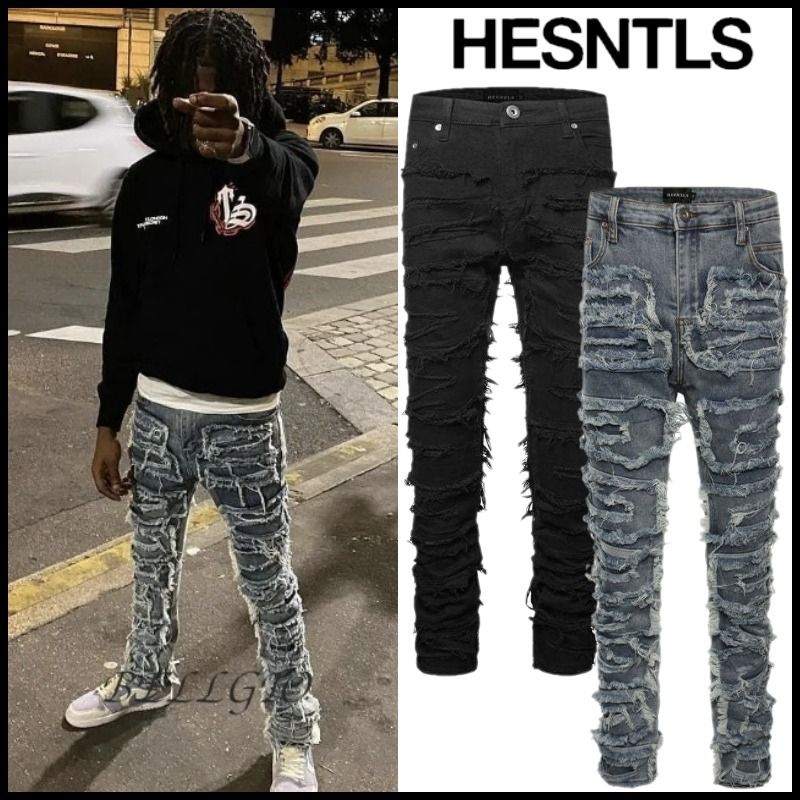 関税/送料込み【H.ESNTLS】スキニーダメージジーンズ (HESNTLS/デニム