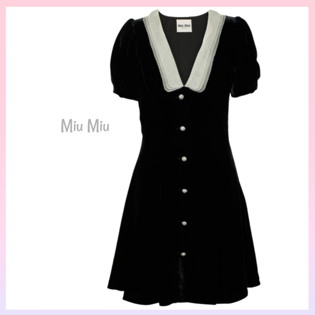 ☆MIU MIU☆ オーガンジー襟ベルベットミニドレス♪ (MiuMiu