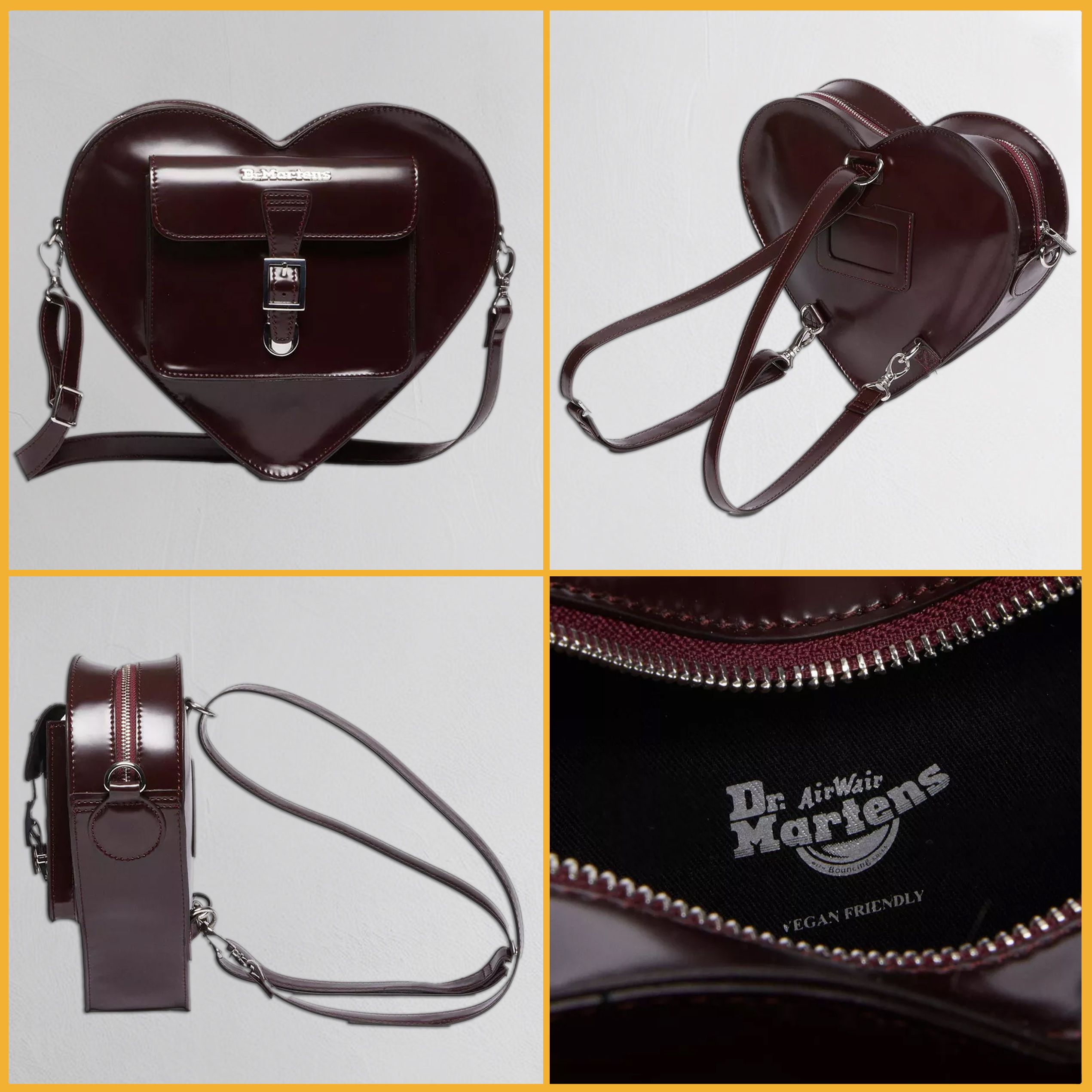 Dr. Martens チェリーレッド ヴィーガンハートバッグ (Dr.Martens