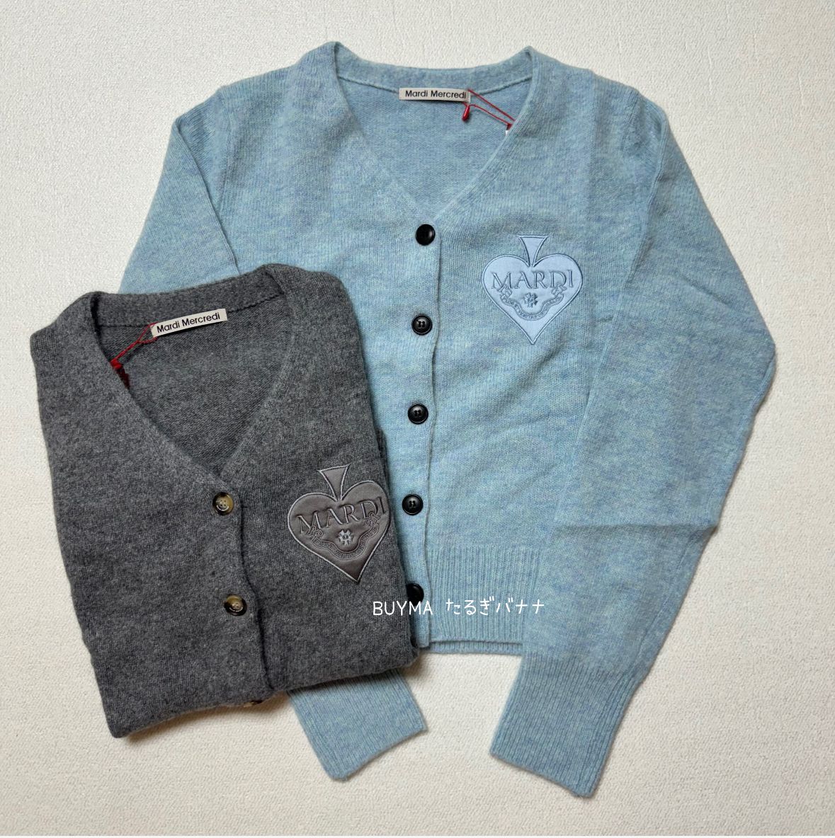 Mardi Mercredi】RACCOON BLENDED CARDIGAN V NECK SPADE (Mardi