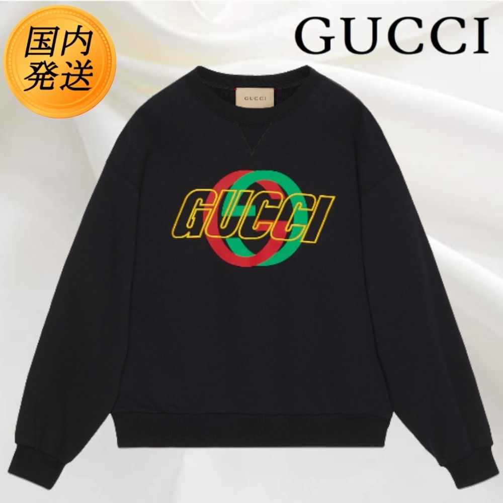 国内発送☆GUCCI】エンブロイダリー入 スウェットシャツ ロゴ (GUCCI