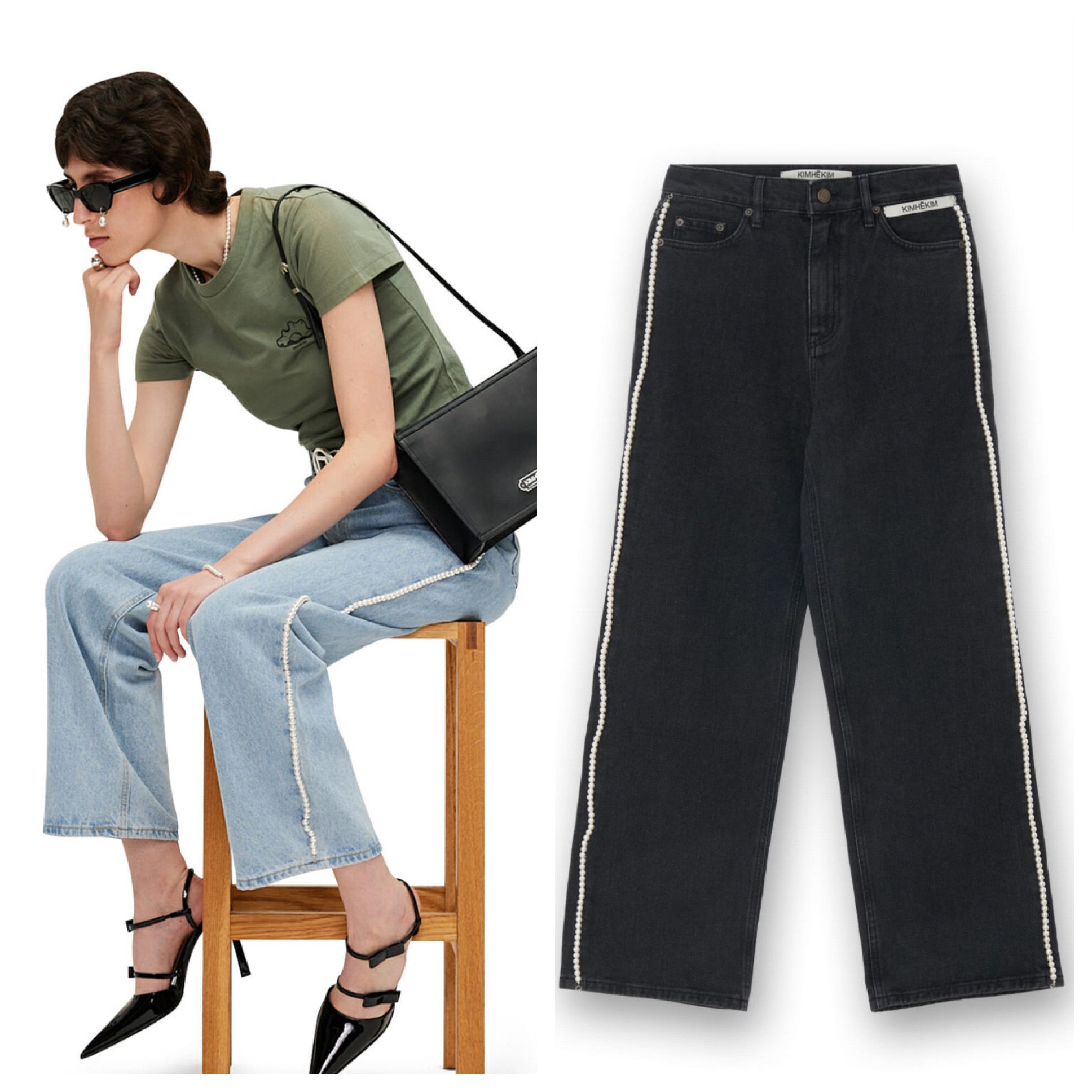 ◇送料・関税無料◇KIMHEKIM パールトリムデザインデニム (KIMHEKIM