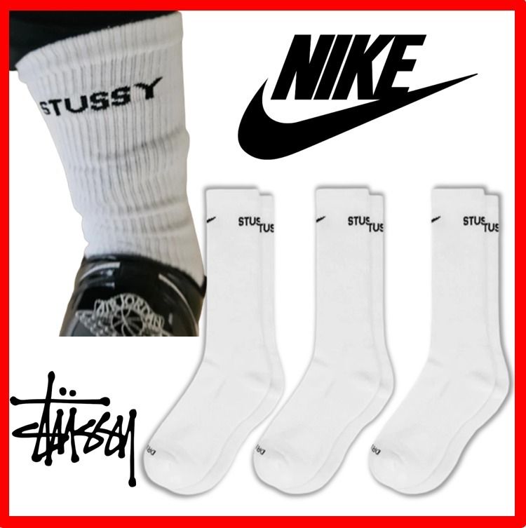 ☆【NIKE X STUSSY】☆Everyday Plus Cushioned Crew Socks☆ (Nike