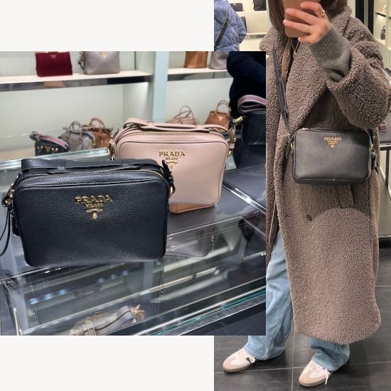 セール】PRADA ダブルジップ レザーショルダーバッグ 1BH079 (PRADA