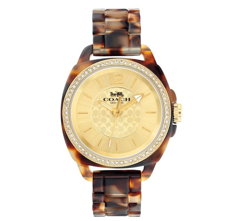 Coach コーチ ラインストーン べっ甲 ゴールド文字盤 腕時計 (Coach