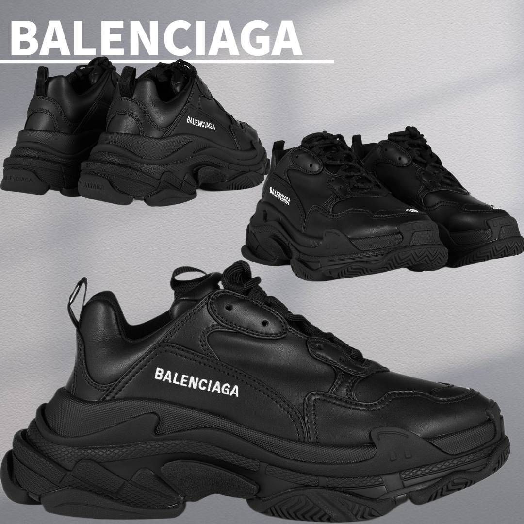 関税込【BALENCIAGA】トリプル S レザー スニーカー Black (BALENCIAGA