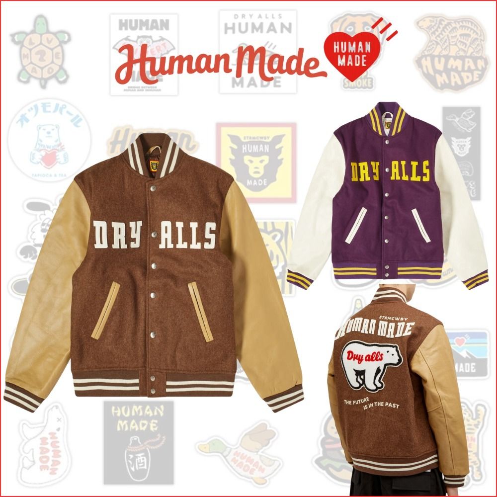 HUMAN MADE】ヒューマンメイド スタジャン ロゴ 白クマ BR/PL (HUMAN