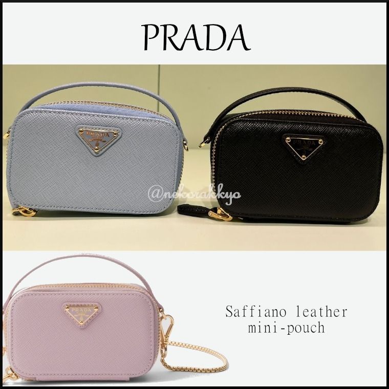 PRADA＊Saffiano leather mini-pouch レザーミニポーチ＊送料込 (PRADA