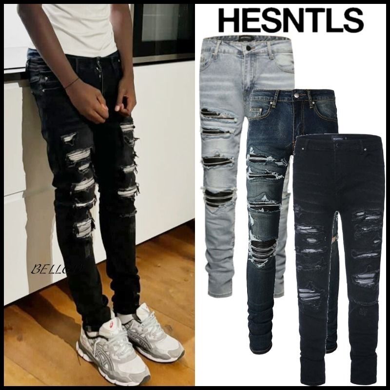関税/送料込み【H.ESNTLS】ダメージソフトストレッチデニム (HESNTLS