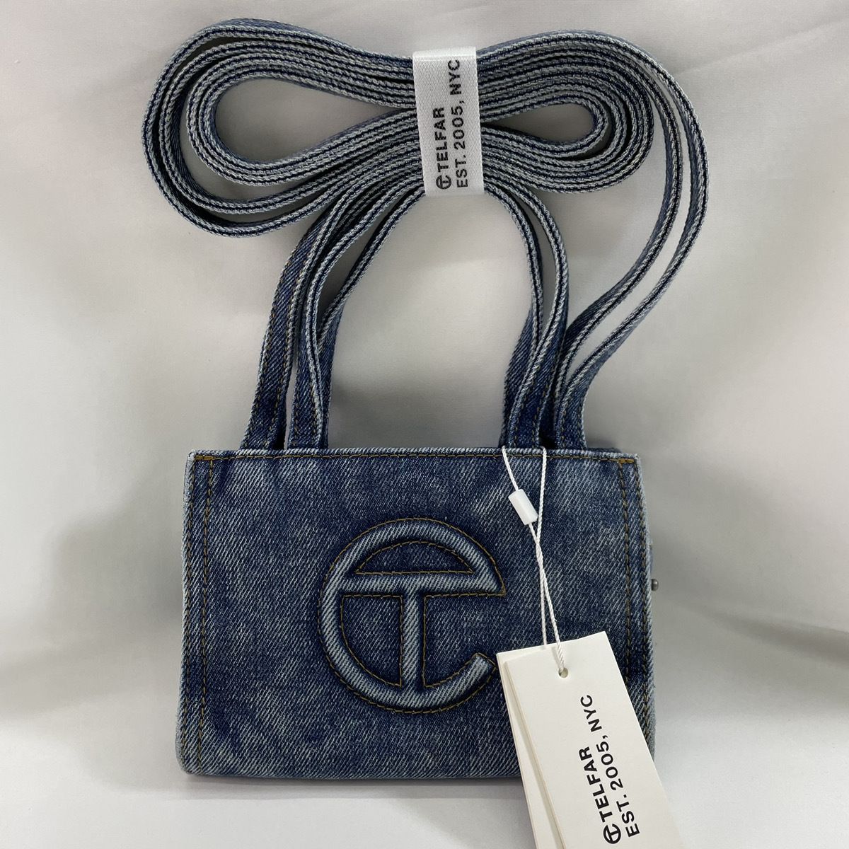 Telfar テルファー デニム スモール ショッピングバッグ ブルー