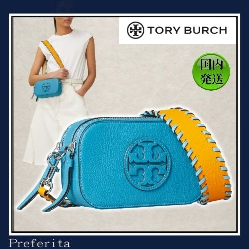 Tory Burch】ミラー ミニ クロスボディバッグ レザー ブルー (Tory