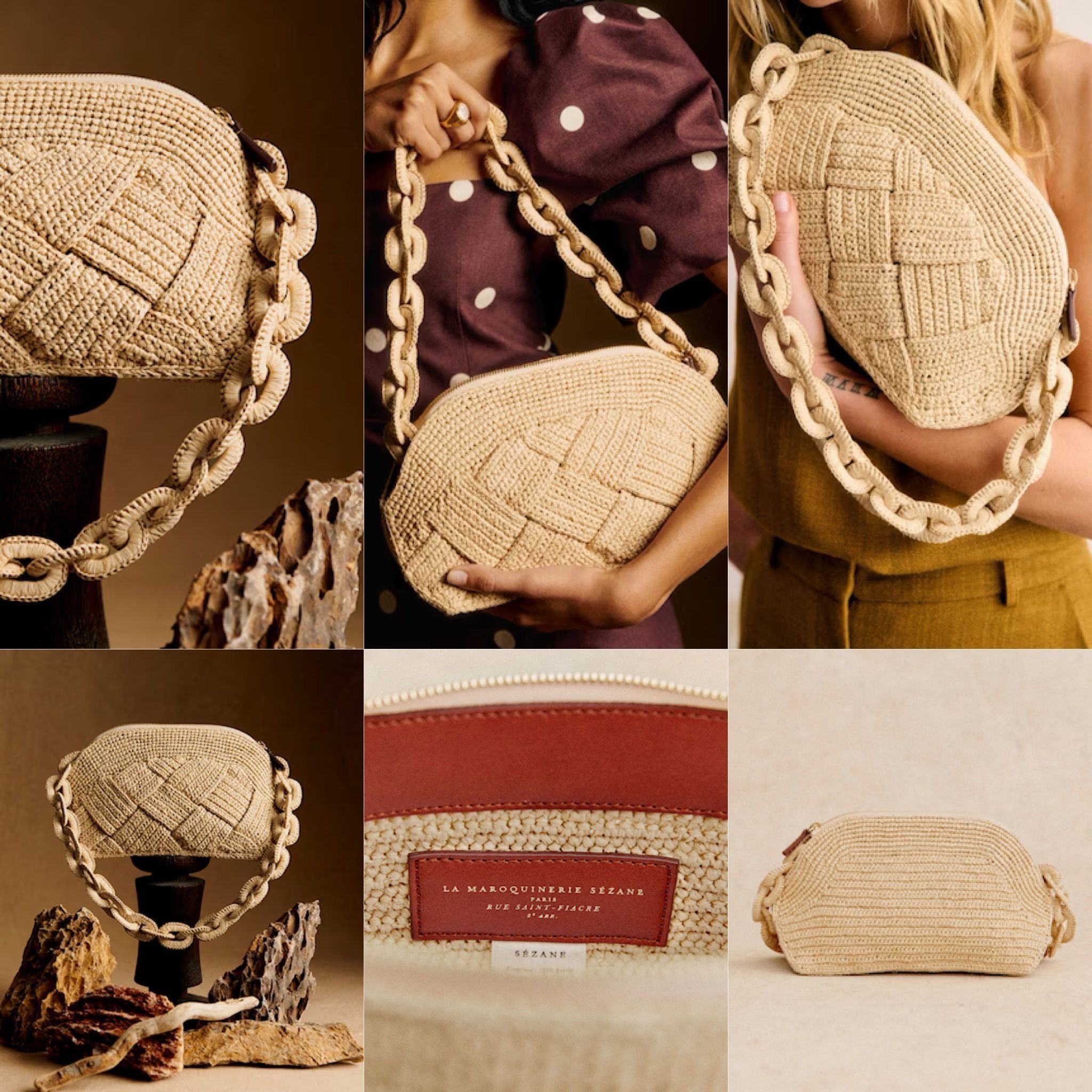 安心の国内配送】セザンヌ 可愛 ラフィア ショルダーバッグ (SEZANE