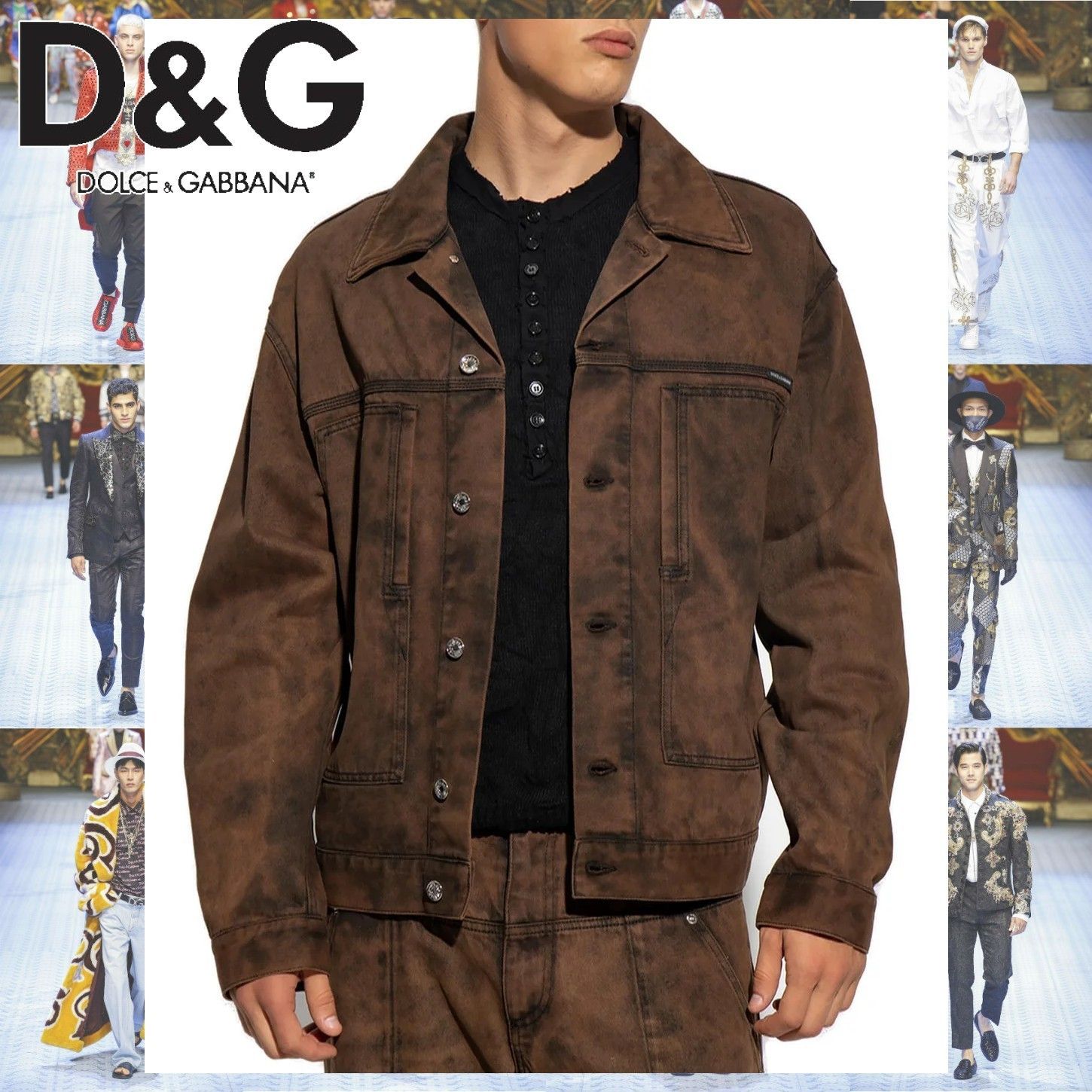 Dolce & Gabbana ブリーチ コットン デニムジャケット ブラウン (Dolce