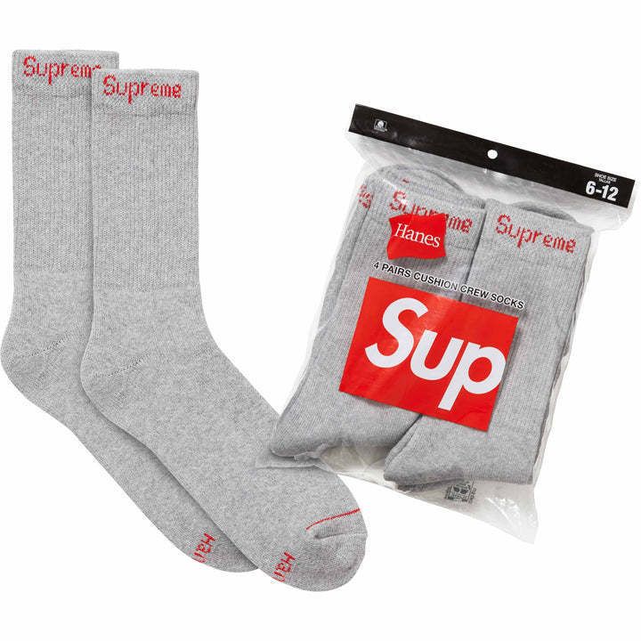 Supreme Hanes Crew Socks 4枚パック ソックス 靴下 グレー (Supreme